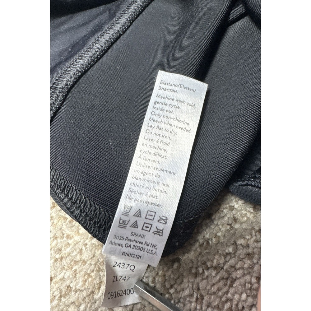 Spanx Faux Leather Leggings Womens Small Petite Mid Rise Black Pull On Stretch - Picture 9 of 9